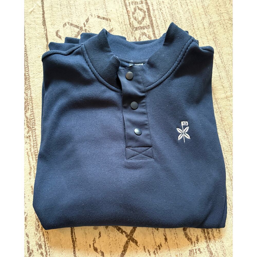 ADIDAS Golf Go-to Cozy Pullover Navy Blue XL Embroidered 13th hole